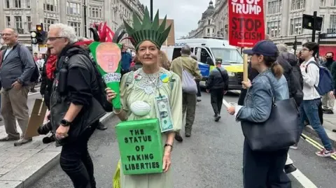 Countless Demonstrators Converge in Heart of London to Denounce Donald Trump's Second State Visit